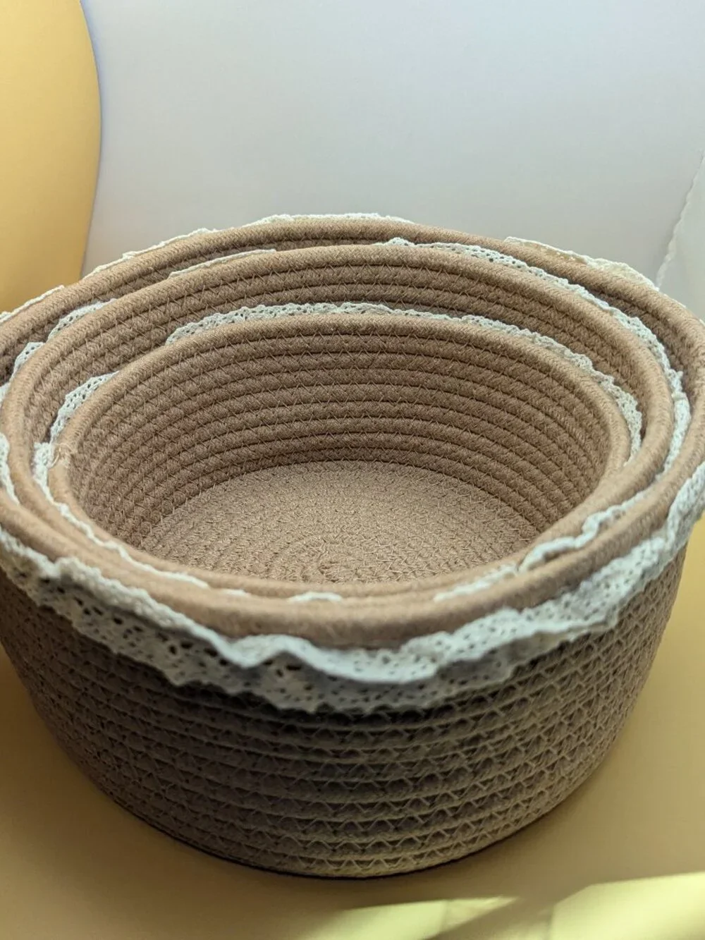 Woven Basket set of 3 baskets. Largest is 9